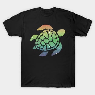 Pastel Rainbow Ombre Faux Glitter Turtle T-Shirt